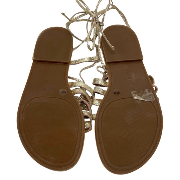 Lucky Brand Collette Gold Leather Gladiator Lace Up Flat Sandals Women’s 7 - Picture 11 of 13